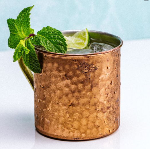 tonic drink in a bronze mug